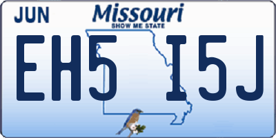 MO license plate EH5I5J