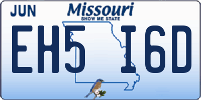 MO license plate EH5I6D