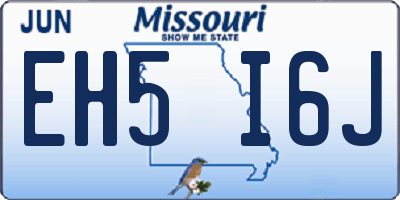 MO license plate EH5I6J