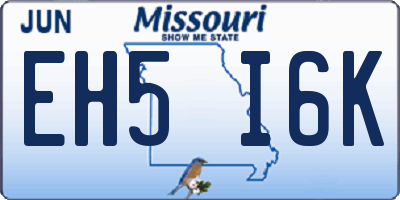 MO license plate EH5I6K