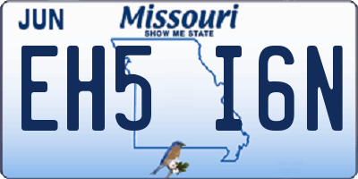 MO license plate EH5I6N