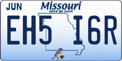 MO license plate EH5I6R