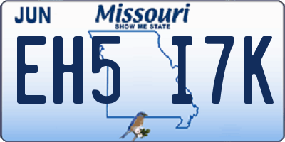 MO license plate EH5I7K