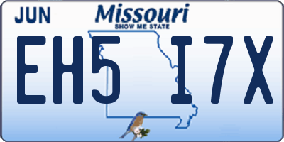 MO license plate EH5I7X