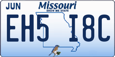 MO license plate EH5I8C