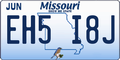 MO license plate EH5I8J