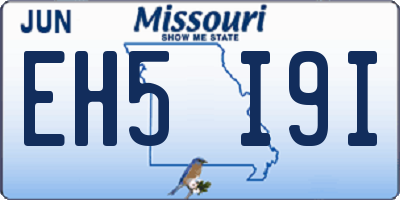 MO license plate EH5I9I
