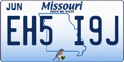 MO license plate EH5I9J