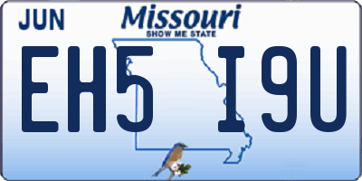 MO license plate EH5I9U