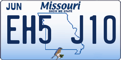 MO license plate EH5J1O