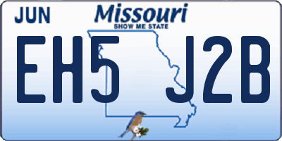 MO license plate EH5J2B