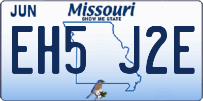 MO license plate EH5J2E
