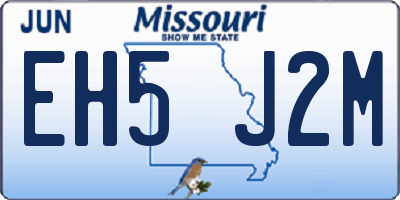 MO license plate EH5J2M
