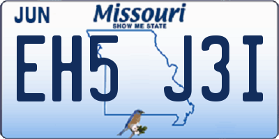 MO license plate EH5J3I