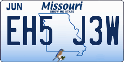 MO license plate EH5J3W