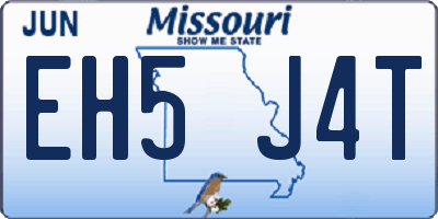 MO license plate EH5J4T