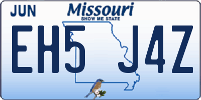 MO license plate EH5J4Z