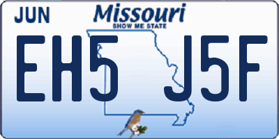 MO license plate EH5J5F