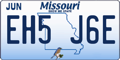 MO license plate EH5J6E