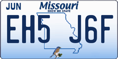 MO license plate EH5J6F