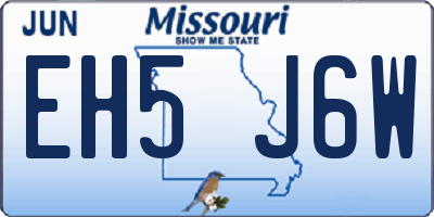 MO license plate EH5J6W