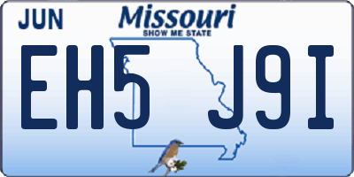 MO license plate EH5J9I