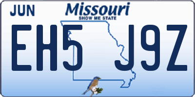 MO license plate EH5J9Z