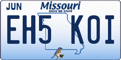 MO license plate EH5K0I