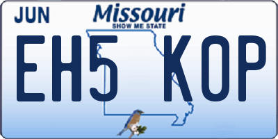 MO license plate EH5K0P