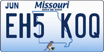 MO license plate EH5K0Q