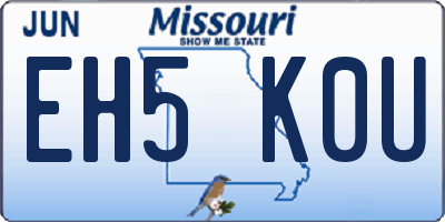 MO license plate EH5K0U