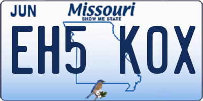 MO license plate EH5K0X