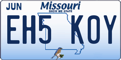 MO license plate EH5K0Y