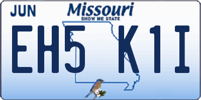 MO license plate EH5K1I