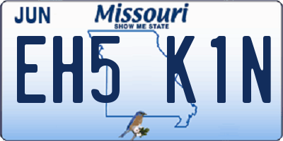 MO license plate EH5K1N