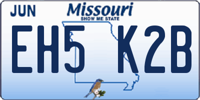 MO license plate EH5K2B