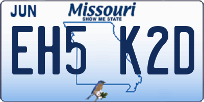 MO license plate EH5K2D
