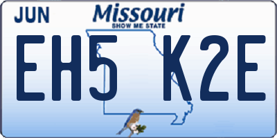 MO license plate EH5K2E