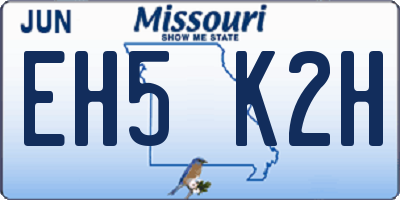 MO license plate EH5K2H