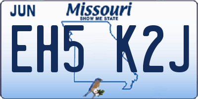 MO license plate EH5K2J