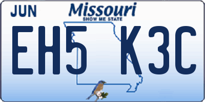 MO license plate EH5K3C