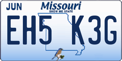MO license plate EH5K3G