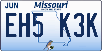 MO license plate EH5K3K