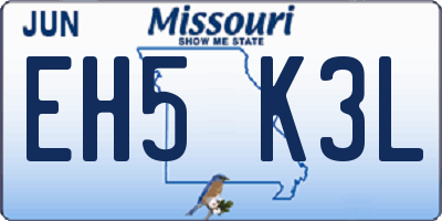 MO license plate EH5K3L