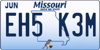 MO license plate EH5K3M