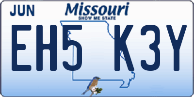 MO license plate EH5K3Y