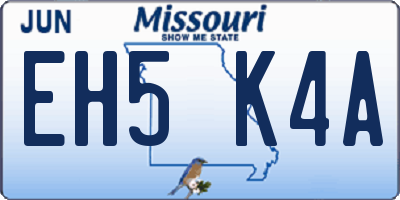 MO license plate EH5K4A