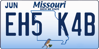 MO license plate EH5K4B