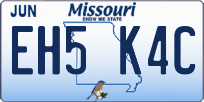 MO license plate EH5K4C