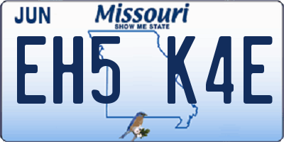 MO license plate EH5K4E